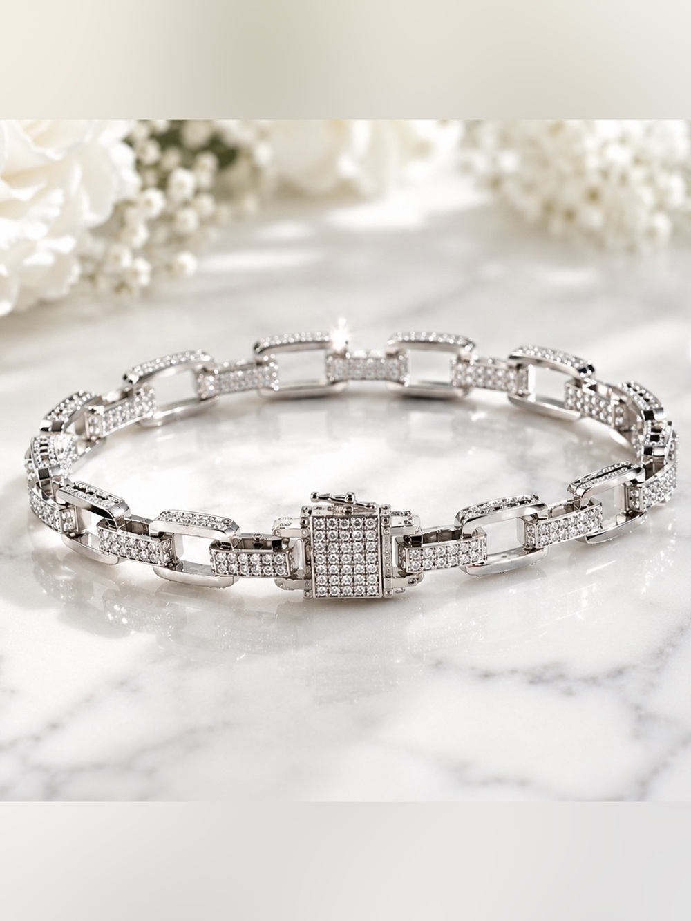 Silver Pavé Link Bracelet | Stainless Steel | New 🩶 - Picture 3 of 8